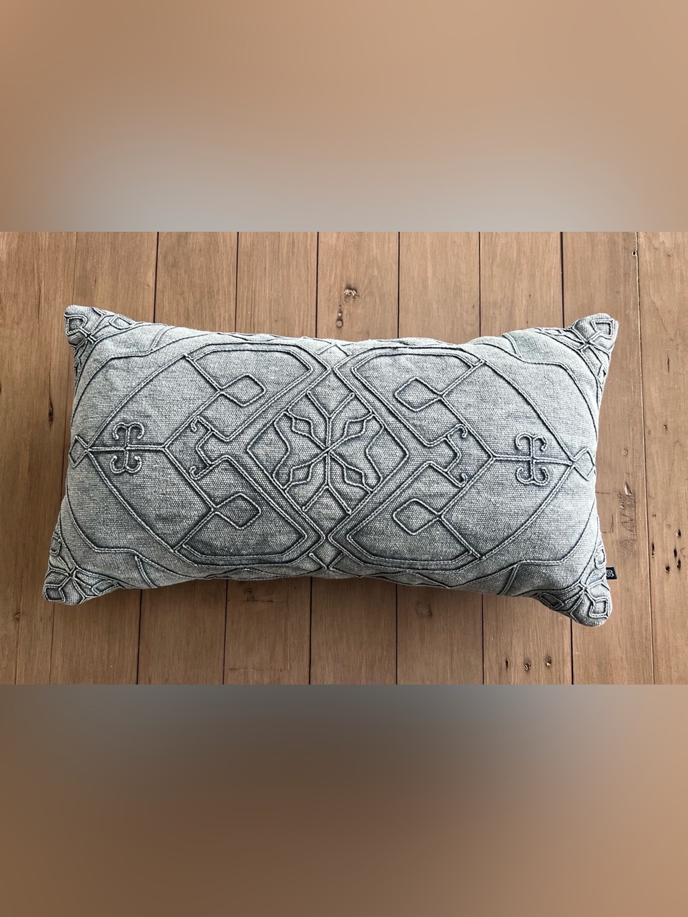 Urban Barn Frida Blue Accent Lumbar Pillow 12”x 22”